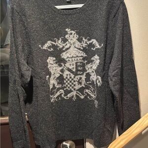 Lauren Ralph Lauren Gray Crewneck Sweater with Ornate Graphic